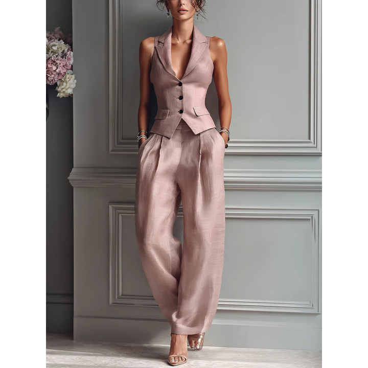 Selmira™ | Elegant Two-Piece Set with V-Neck and Buttons