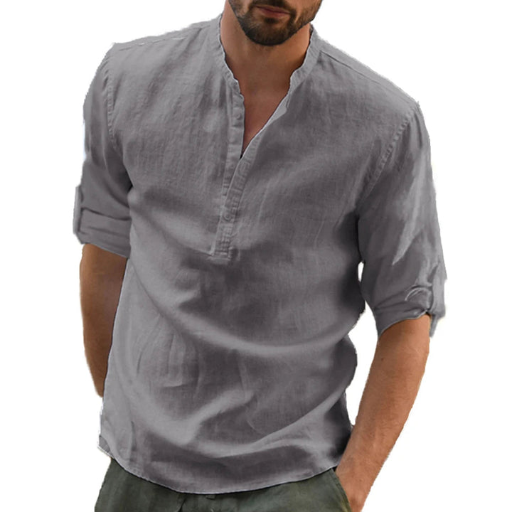 Filipe | Linen Shirt with Mandarin Collar
