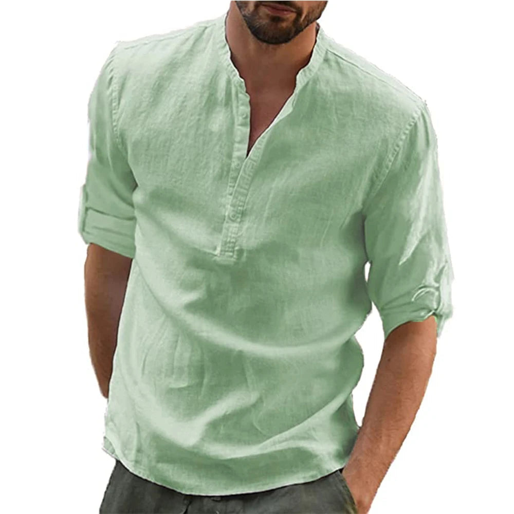 Filipe | Linen Shirt with Mandarin Collar