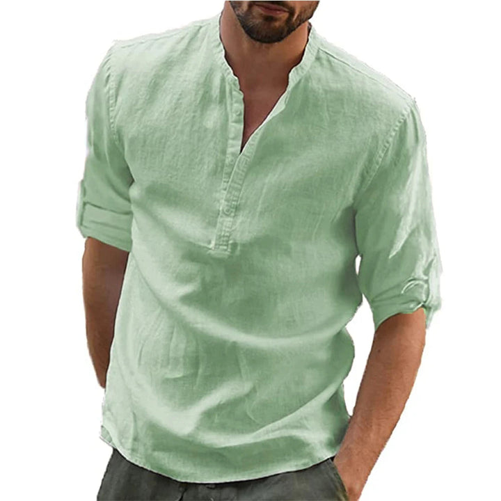 Filipe | Linen Shirt with Mandarin Collar