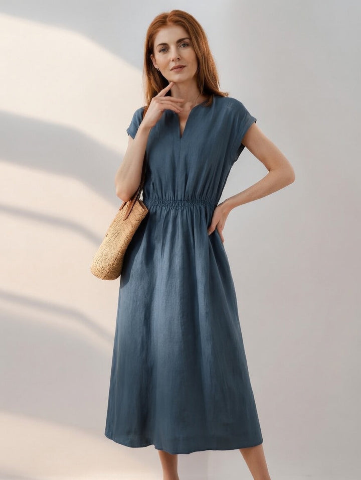 Lina — Elegant and Fluid Linen Blend Dress