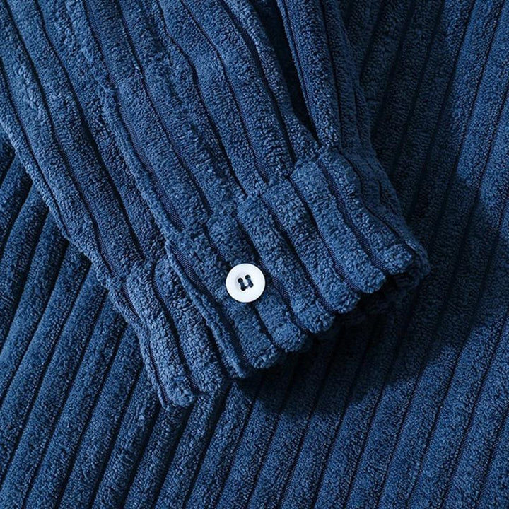 Stylish Dark Blue Casual Corduroy Overshirt for Men