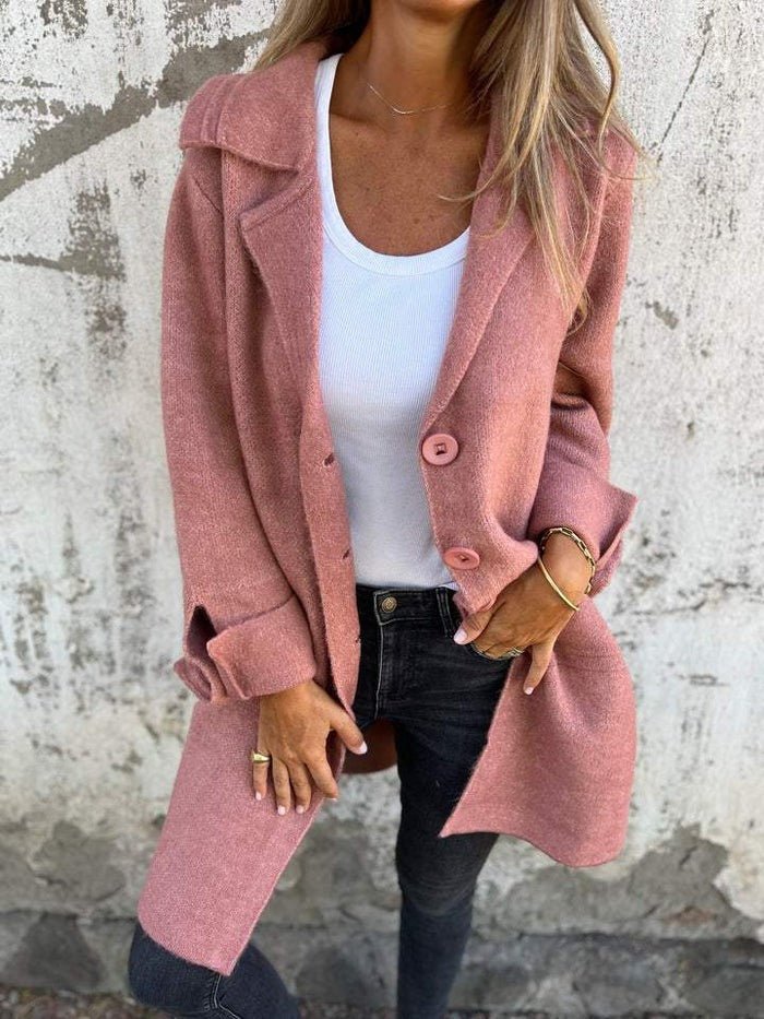 TESSA | LAPEL COLLAR BUTTON-FRONT COAT