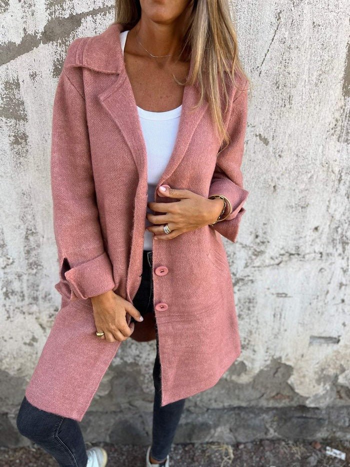 TESSA | LAPEL COLLAR BUTTON-FRONT COAT