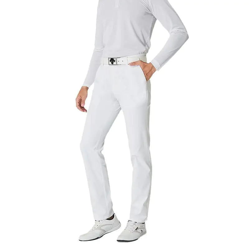 GolfThing Slim Fit Golf Trousers- Breathable Quick-Dry - White