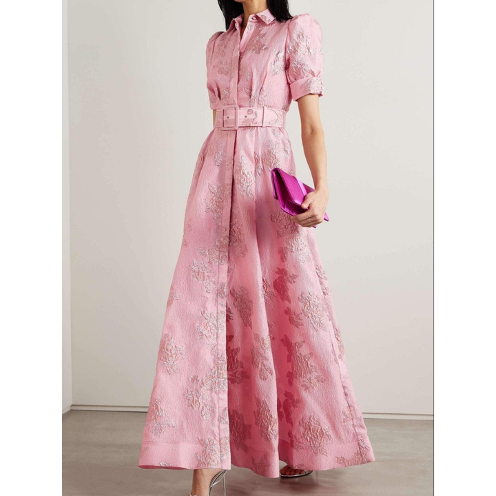 Anabella | Elegant Wedding Guest Maxi Dress with Short Puff Sleeves