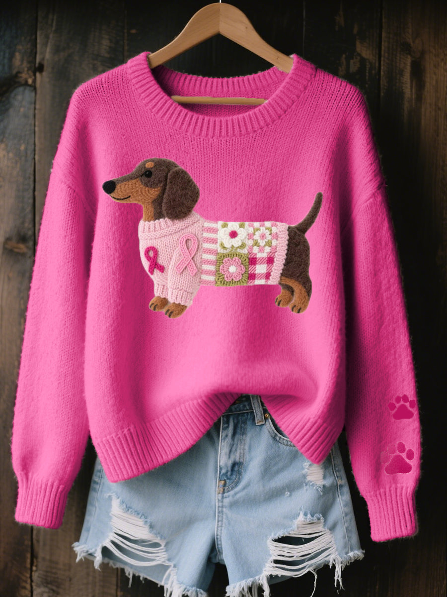 Naoni | Wool Felt Art Dachshund Pattern Knitted Sweater