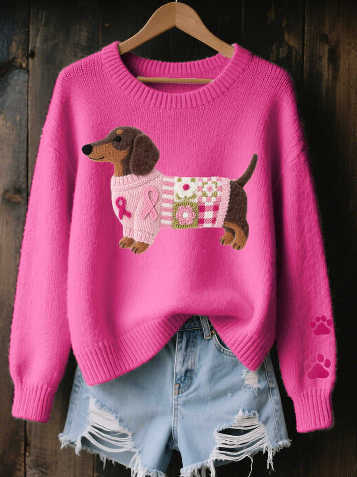 Naoni | Wool Felt Art Dachshund Pattern Knitted Sweater