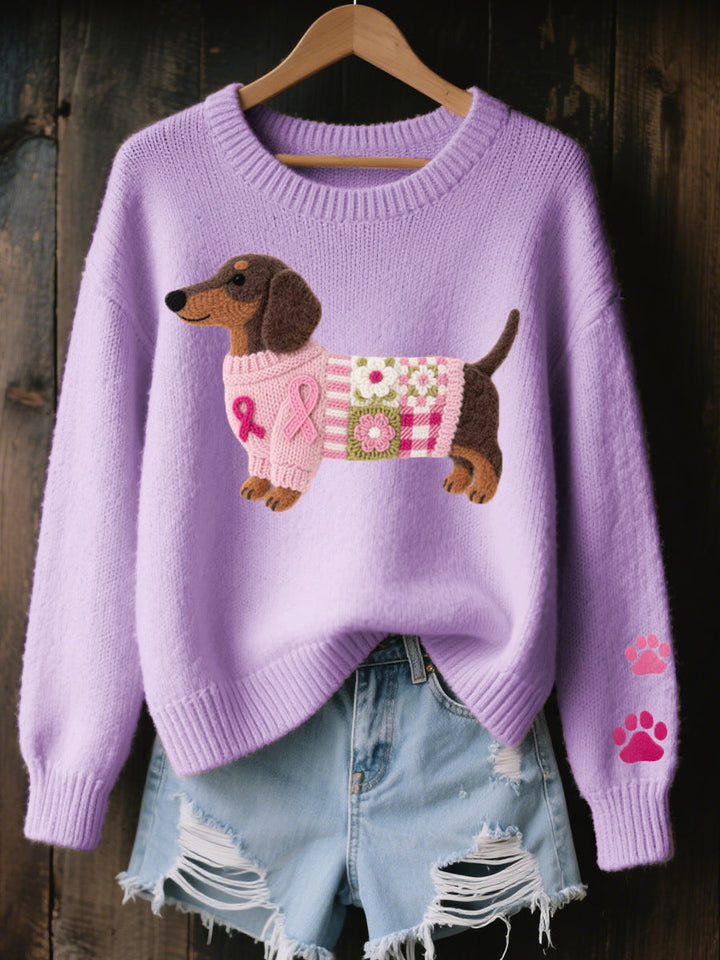 Naoni | Wool Felt Art Dachshund Pattern Knitted Sweater