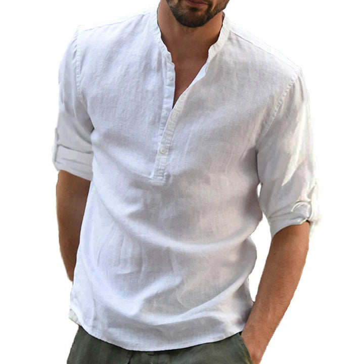 Filipe | Linen Shirt with Mandarin Collar