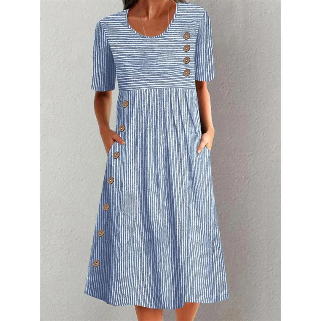 Rosabel | Coastal Stripe Midi Dress